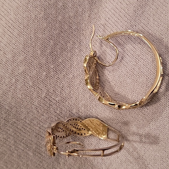 Large Diamond Hoop Earrings - Picture 4 of 6